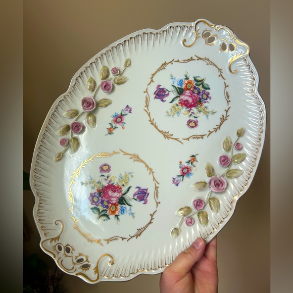Other - Vintage Large 16” Hand Painted Porcelain Ceramic Perfume Tray Made in Germany